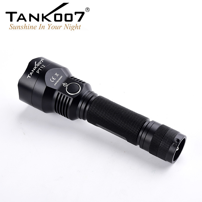 Tank007 PT12 Customized best waterproof tactical 800 lumen led torch 18650 tactical flashlight with sharp safety hammer