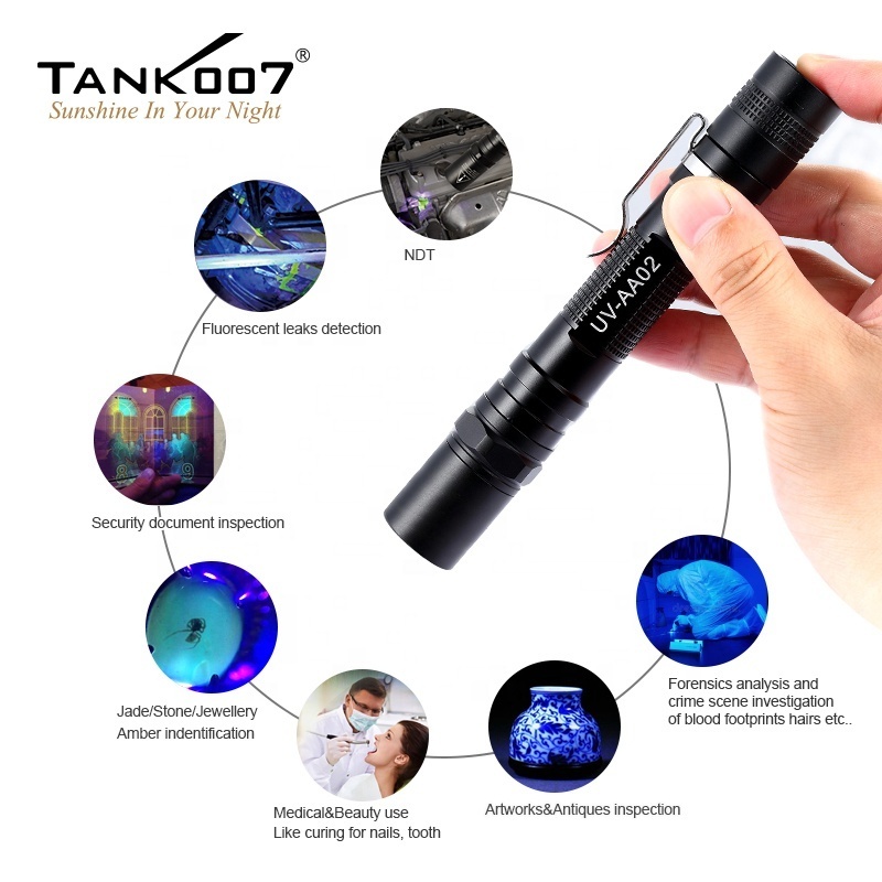 Tank007 UV NDT flashlight 365nm CSI Crime Scene Investigation black light source torch forensic kit LED 365nm UV flashlight