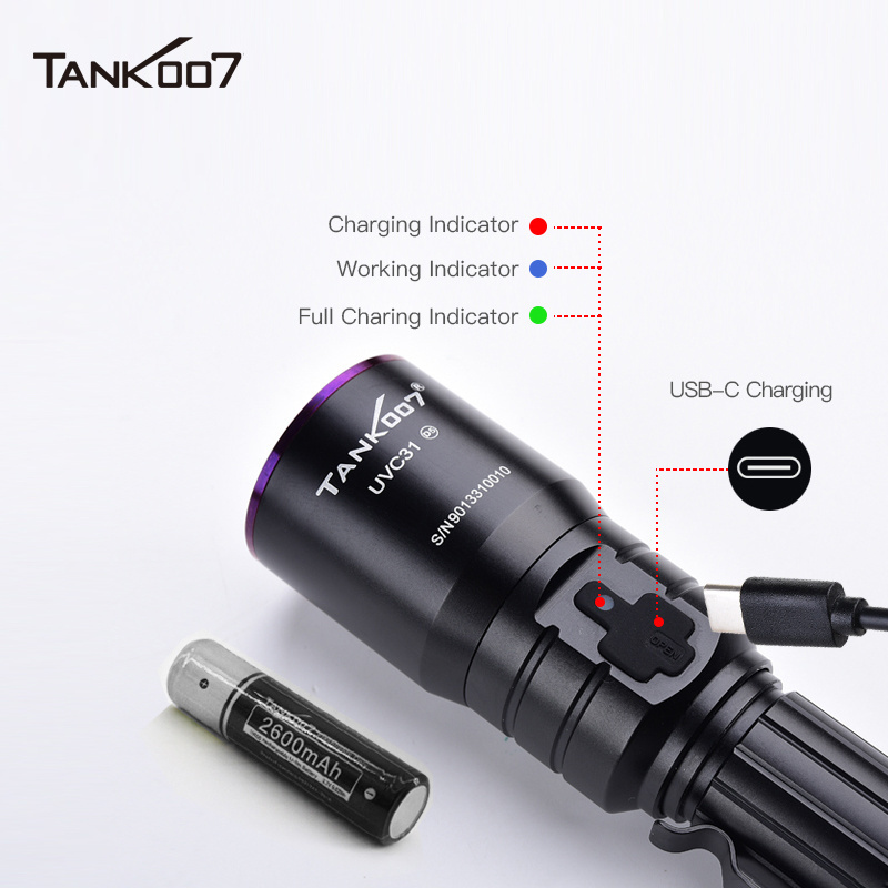 Tank007 Powerful NDT flashlight 365nm Long distance inspection blacklight gas leak detection torch 365nm uv LED flash light