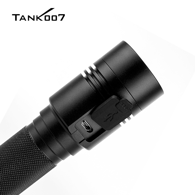 Aluminum Emergency 10w  Led Manual usb High Power Style Rechargeable Tank007 Tactical Super Bright Torch Flashlight