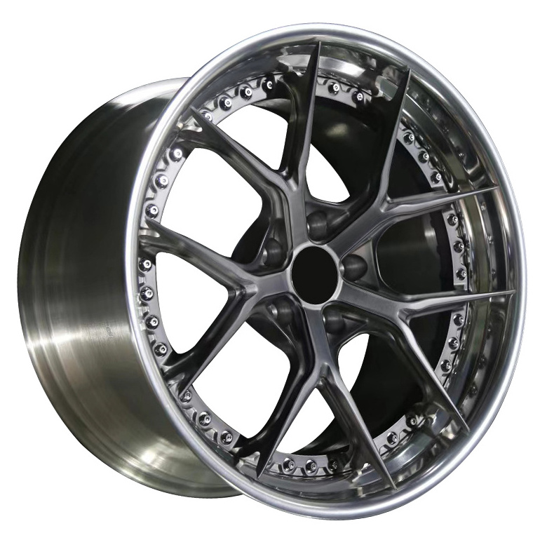 Customized 40mm Et 17 18 19 20 21 22 23 24 Inch 5 Spoke Wheels Design Silver Polished Finish 5x114.3 Forged Aluminium Alloy Rims