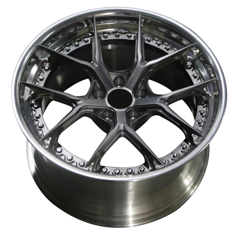 Customized 40mm Et 17 18 19 20 21 22 23 24 Inch 5 Spoke Wheels Design Silver Polished Finish 5x114.3 Forged Aluminium Alloy Rims