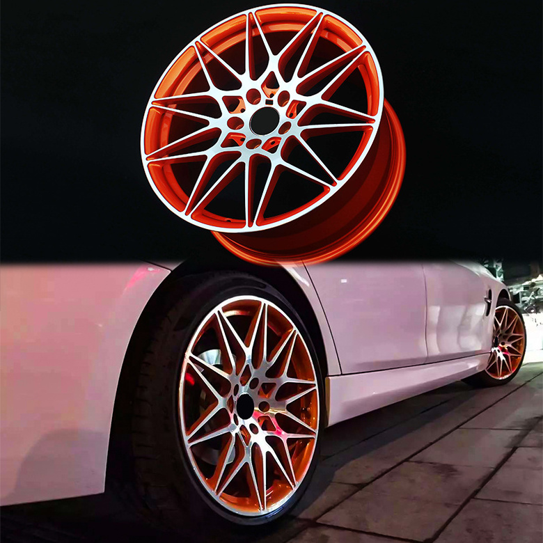 Colorful And Customizable Bird's Nest Design Orange Machine Face 18 19 20 Inch Car Rims 5x112 5x120 Alloy Forged Wheel For Bmw