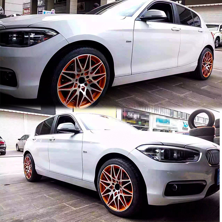 Colorful And Customizable Bird's Nest Design Orange Machine Face 18 19 20 Inch Car Rims 5x112 5x120 Alloy Forged Wheel For Bmw