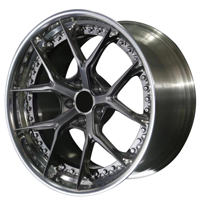 Customized 40mm Et 17 18 19 20 21 22 23 24 Inch 5 Spoke Wheels Design Silver Polished Finish 5x114.3 Forged Aluminium Alloy Rims