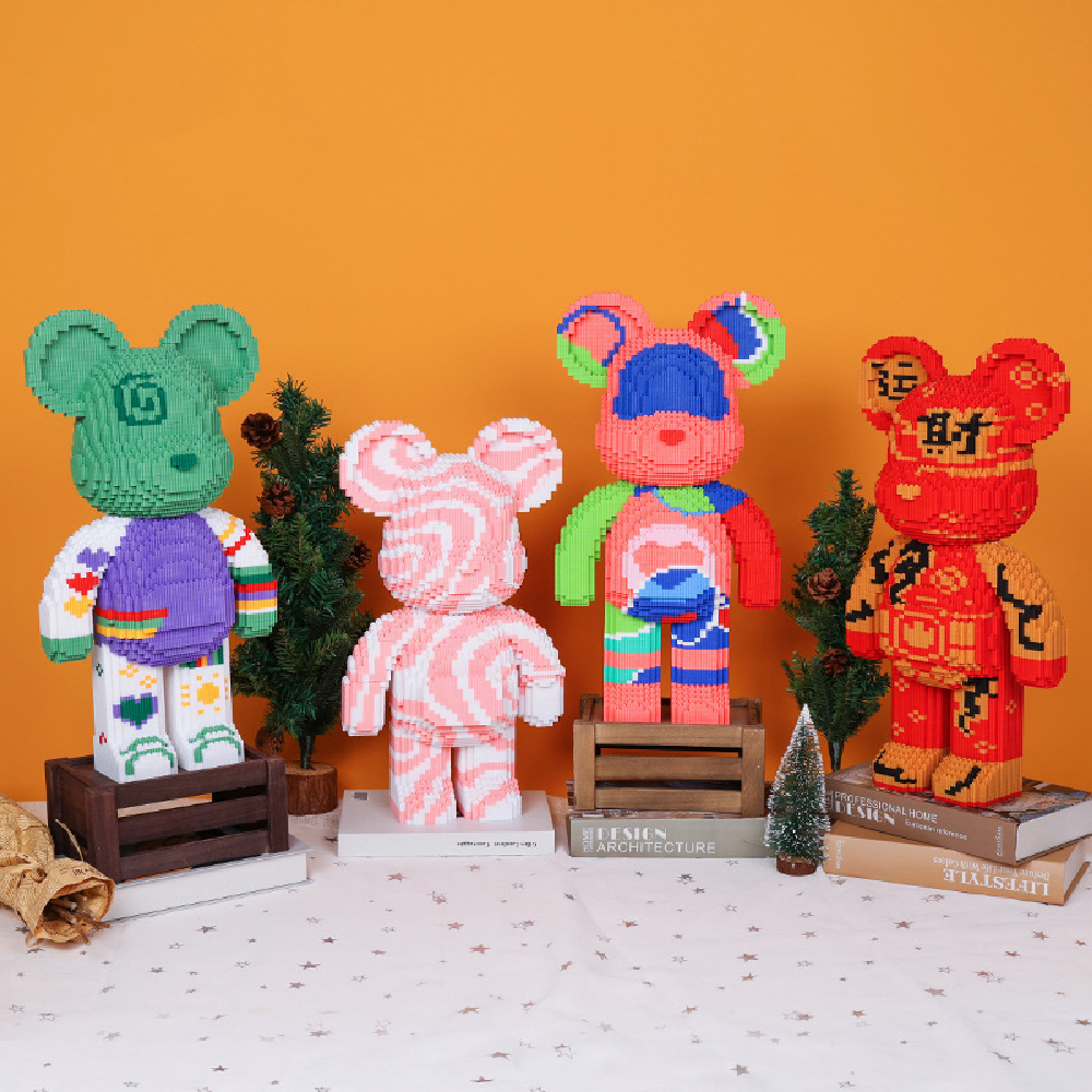 New Design 3D Model Assembled Color stitching 55cm Mini Brick Figure Connection Number Bearbrick Micro Blocks Toys Kids Building