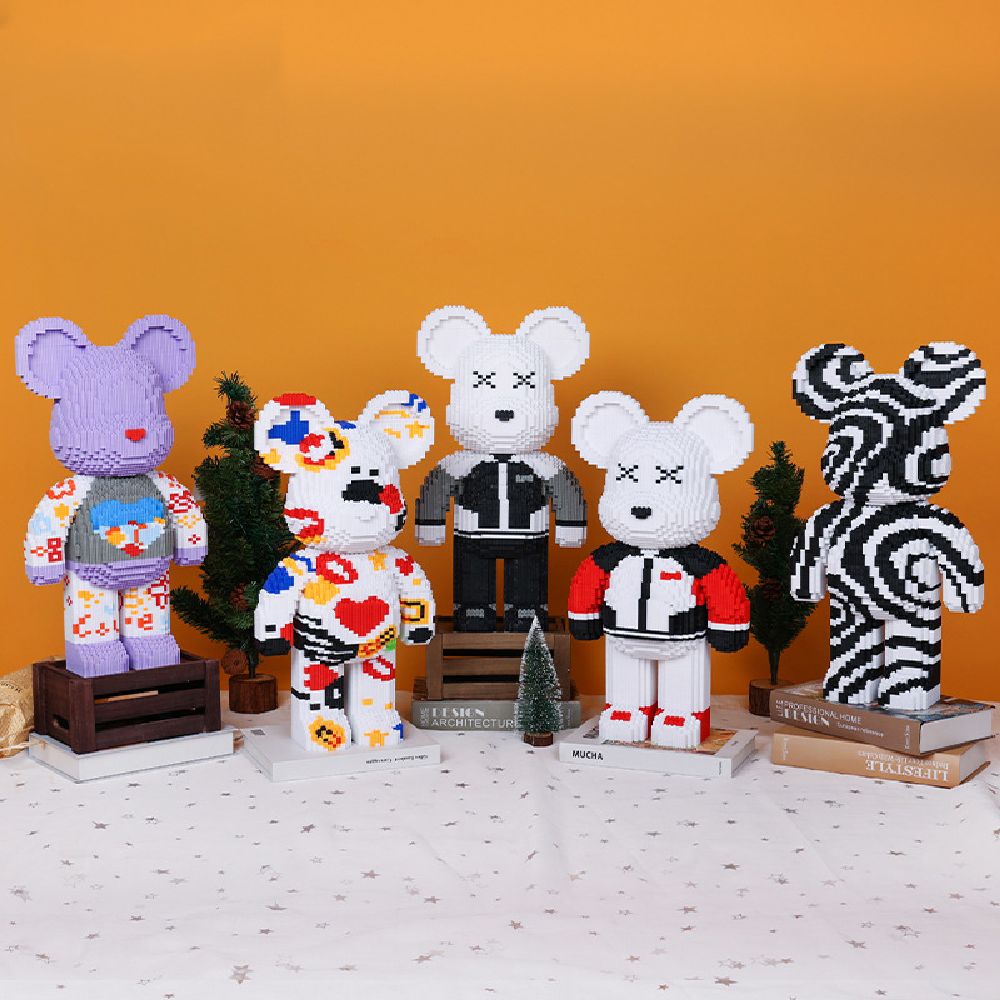 New Design 3D Model Assembled Color stitching 55cm Mini Brick Figure Connection Number Bearbrick Micro Blocks Toys Kids Building