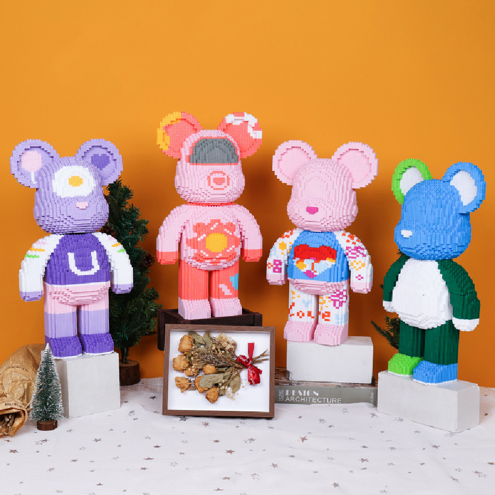 New Design 3D Model Assembled Color stitching 55cm Mini Brick Figure Connection Number Bearbrick Micro Blocks Toys Kids Building