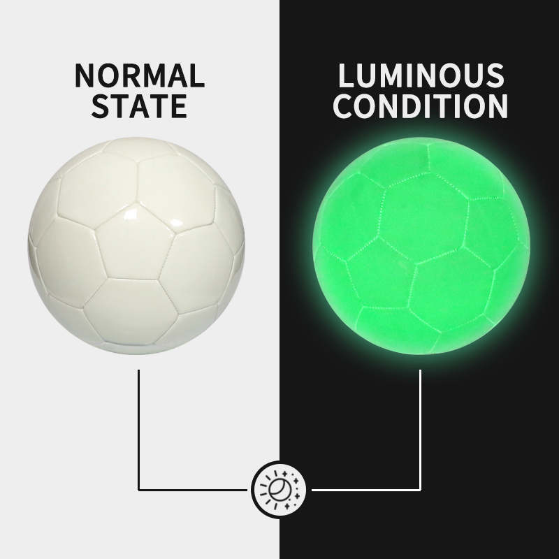 Customized Luminous Soccer Ball for Night Training Glow in The Dark with a Clear Green Light  Size 5