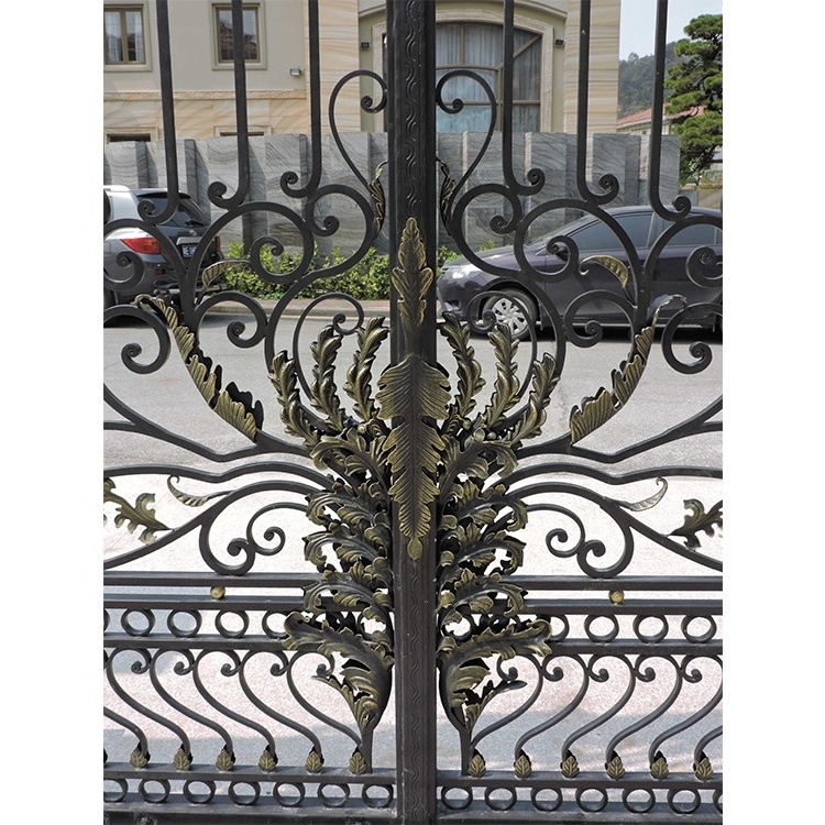 Luxury metal latest main wrought iron gate design automatic electric sliding driveway gate classic iron gate design