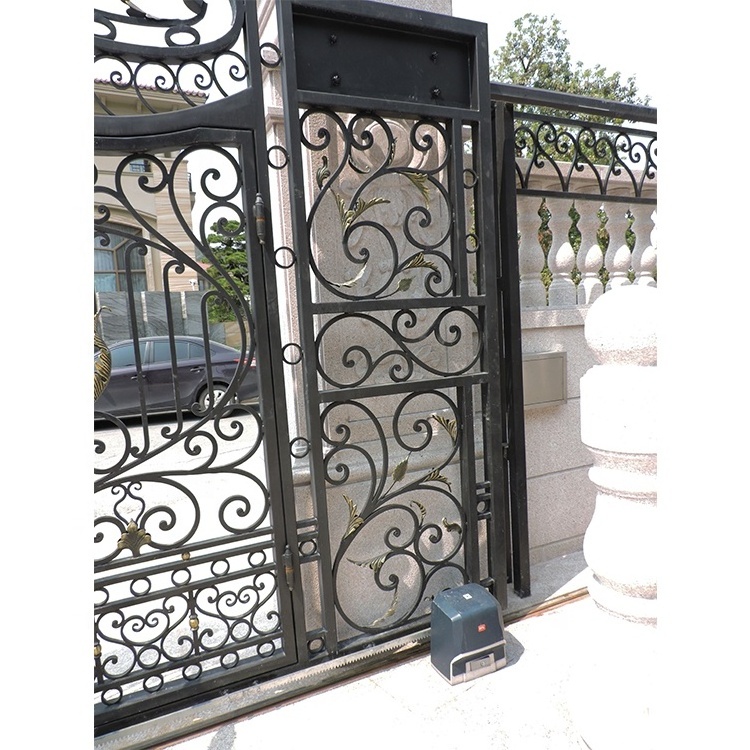 Luxury metal latest main wrought iron gate design automatic electric sliding driveway gate classic iron gate design