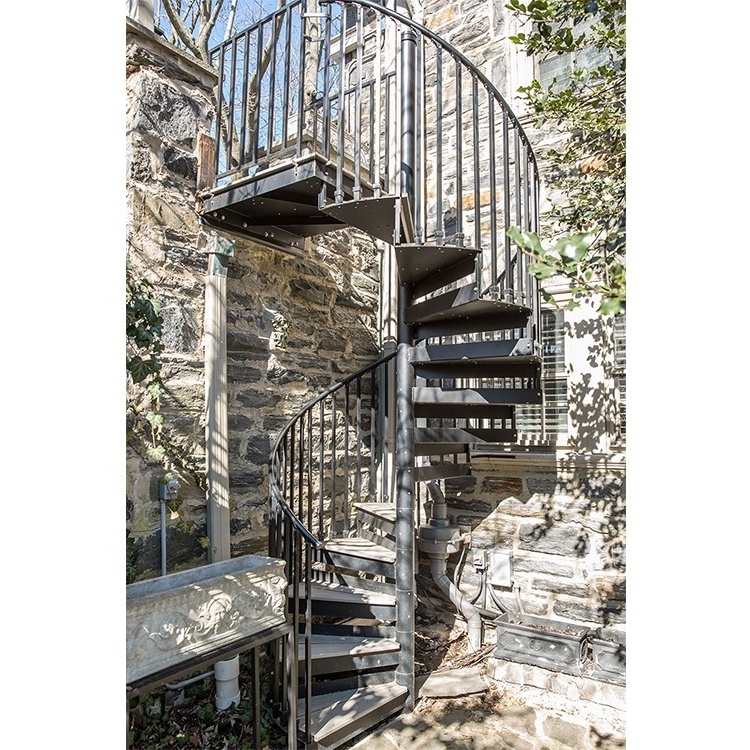 Modern outdoor spiral staircase designs exterior metal cast iron stairs spiral staircase