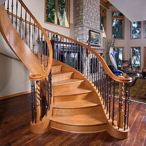 Curved Wood Stairs /Low Cost Modern Spiral Stairs Design Indoor stair