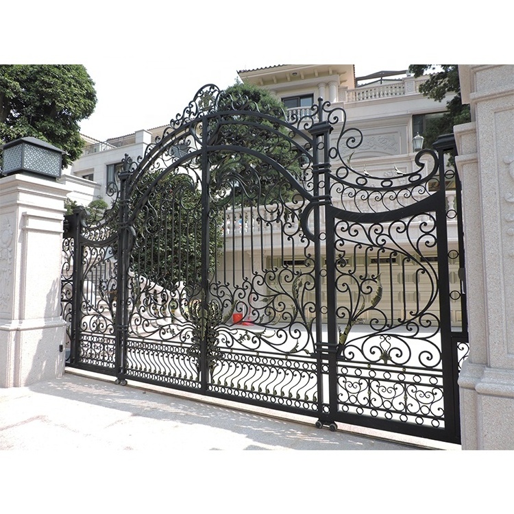 Luxury metal latest main wrought iron gate design automatic electric sliding driveway gate classic iron gate design