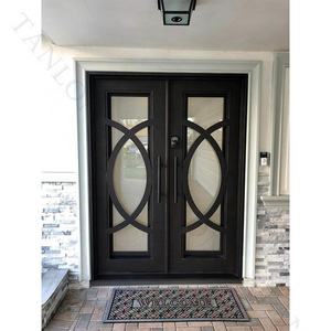 Modern Wrought Iron Entry Door With Glass Entrance Forged Other Doors Houses Exterior Door