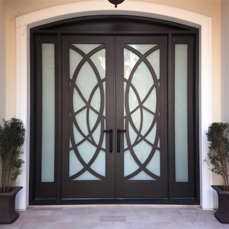 Modern Wrought Iron Entry Door With Glass Entrance Forged Other Doors Houses Exterior Door