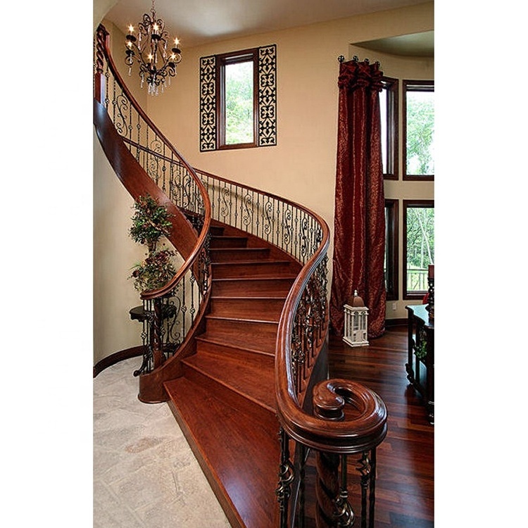 Curved Wood Stairs /Low Cost Modern Spiral Stairs Design Indoor stair