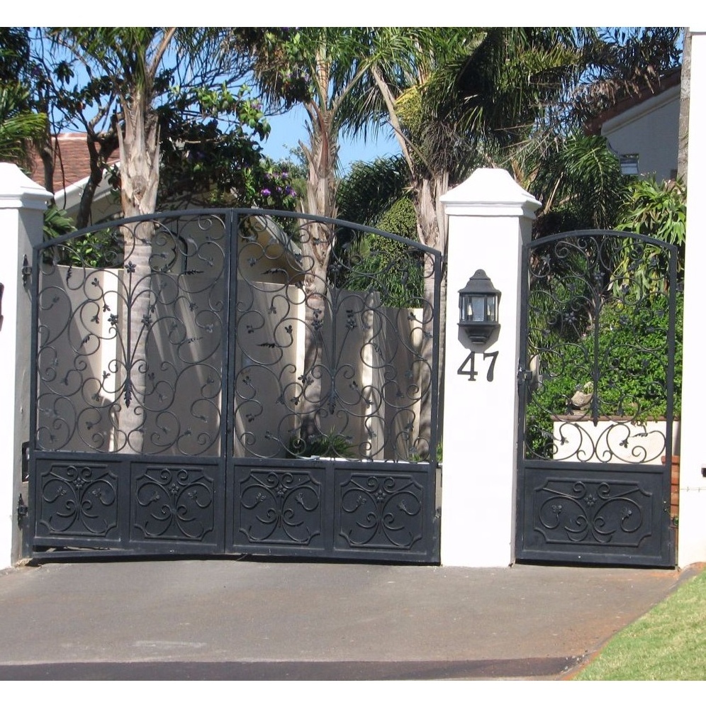 designs simple modern forged rustic wrought iron gate hot dip galvanizing automatic wrought iron auto gate