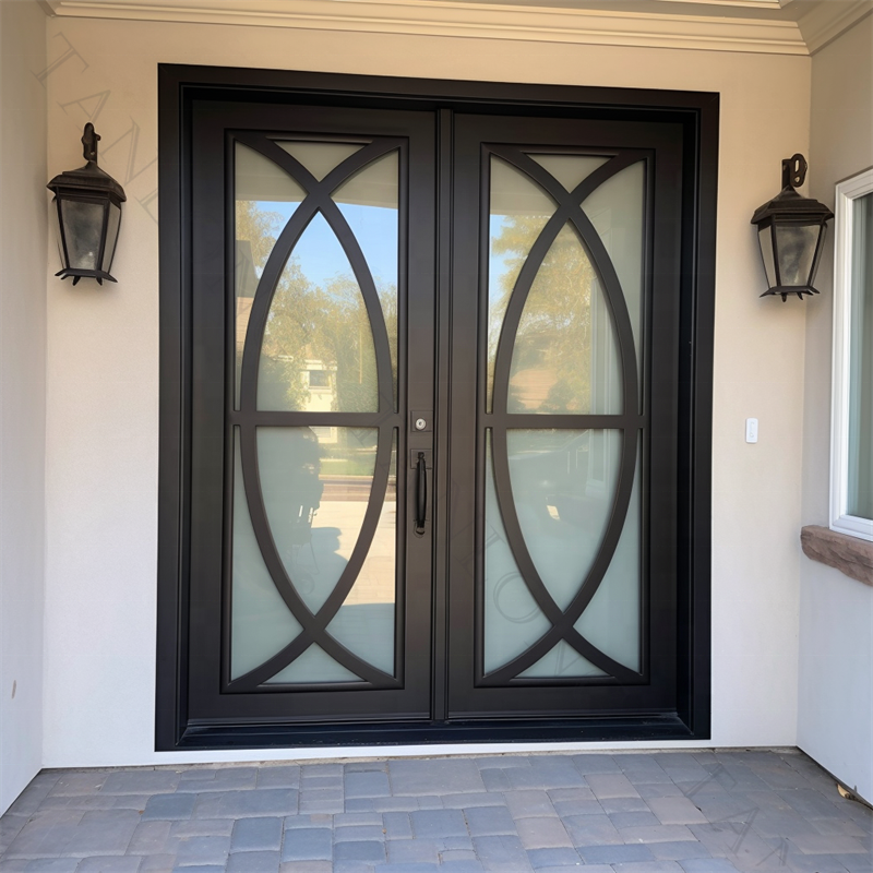 Modern Wrought Iron Entry Door With Glass Entrance Forged Other Doors Houses Exterior Door