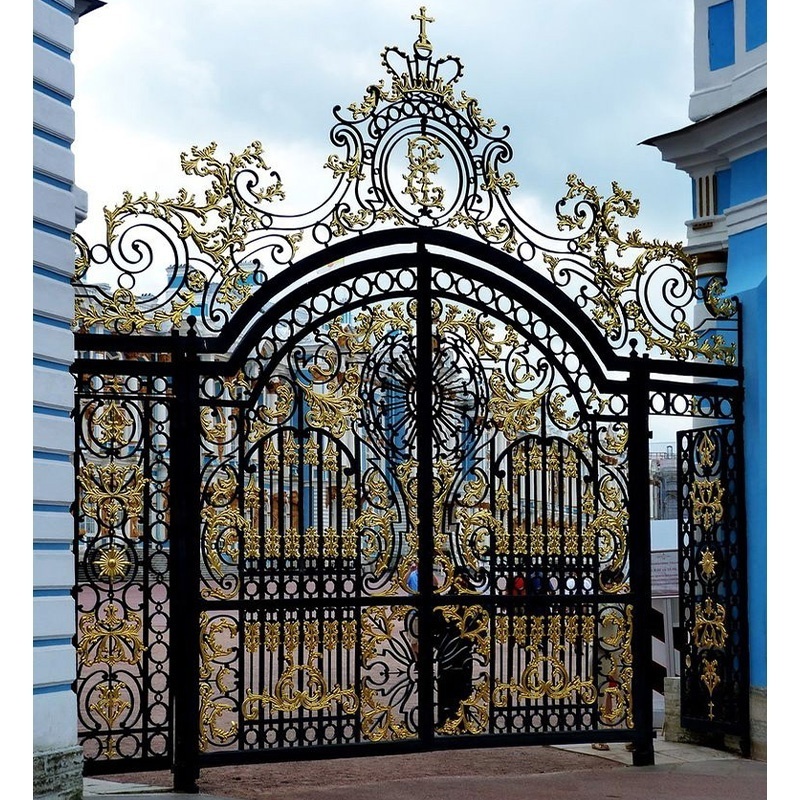 Garden modern high quality house latest exterior metal gate design manor security main wrought iron golden gate