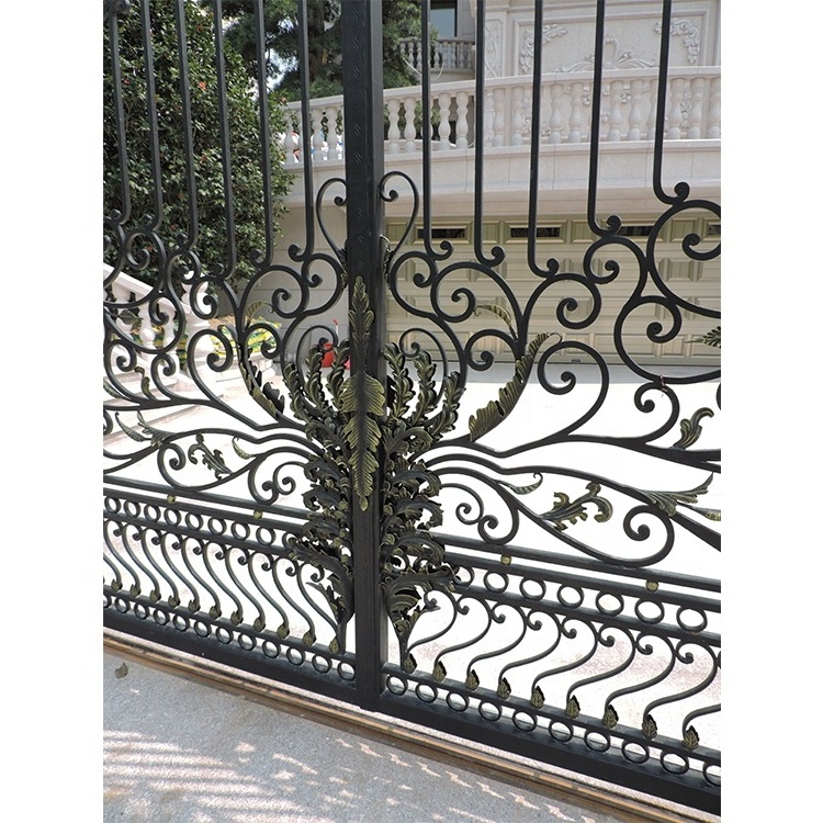 Luxury metal latest main wrought iron gate design automatic electric sliding driveway gate classic iron gate design