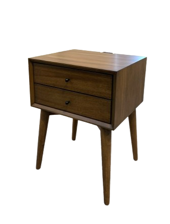 MID CENTURY 2 Nightstand with USBC and Wood back Modern Drawer Night Stand Bedside Table Hotel Home Furniture Bed