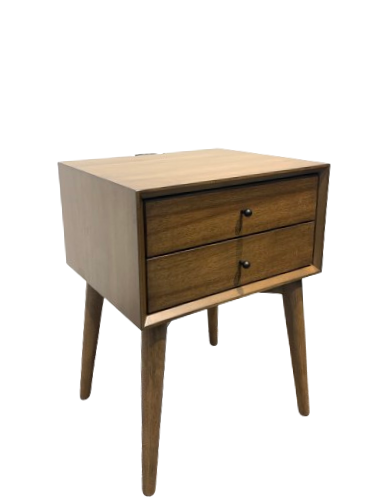 MID CENTURY 2 Nightstand with USBC and Wood back Modern Drawer Night Stand Bedside Table Hotel Home Furniture Bed