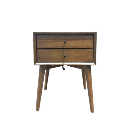 MID CENTURY 2 Nightstand with USBC and Wood back Modern Drawer Night Stand Bedside Table Hotel Home Furniture Bed