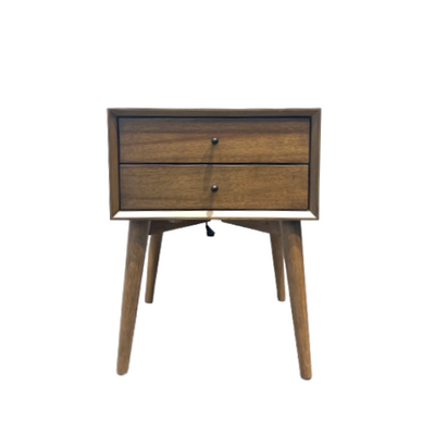 MID CENTURY 2 Nightstand with USBC and Wood back Modern Drawer Night Stand Bedside Table Hotel Home Furniture Bed