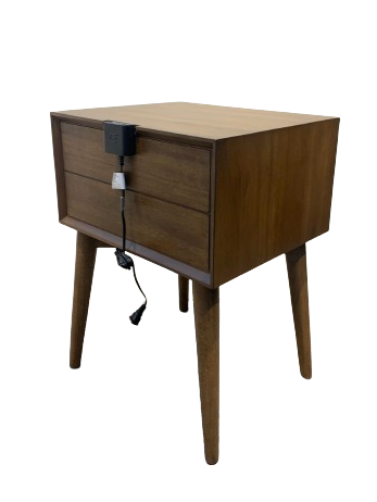 MID CENTURY 2 Nightstand with USBC and Wood back Modern Drawer Night Stand Bedside Table Hotel Home Furniture Bed