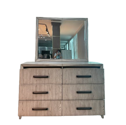 Medium storage capacity wooden Bed room Cabinet furniture 6 Drawers Mirrored Dresser Chest of Drawer