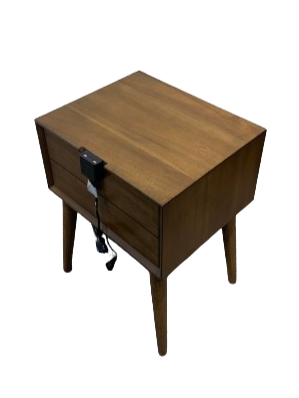 MID CENTURY 2 Nightstand with USBC and Wood back Modern Drawer Night Stand Bedside Table Hotel Home Furniture Bed