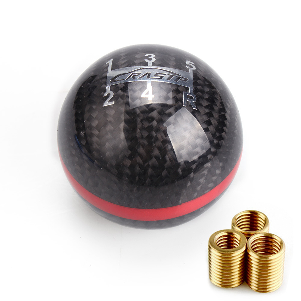 JDM Real Carbon Fiber Gear Shift Knob Manual 5 Speed Universal Ball Shape Racing Sports Car Shift Knob