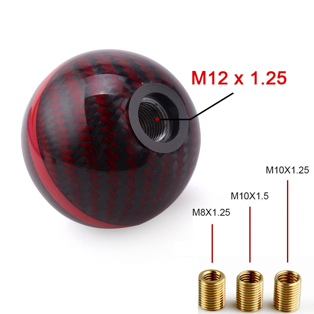 JDM Real Carbon Fiber Gear Shift Knob Manual 5 Speed Universal Ball Shape Racing Sports Car Shift Knob