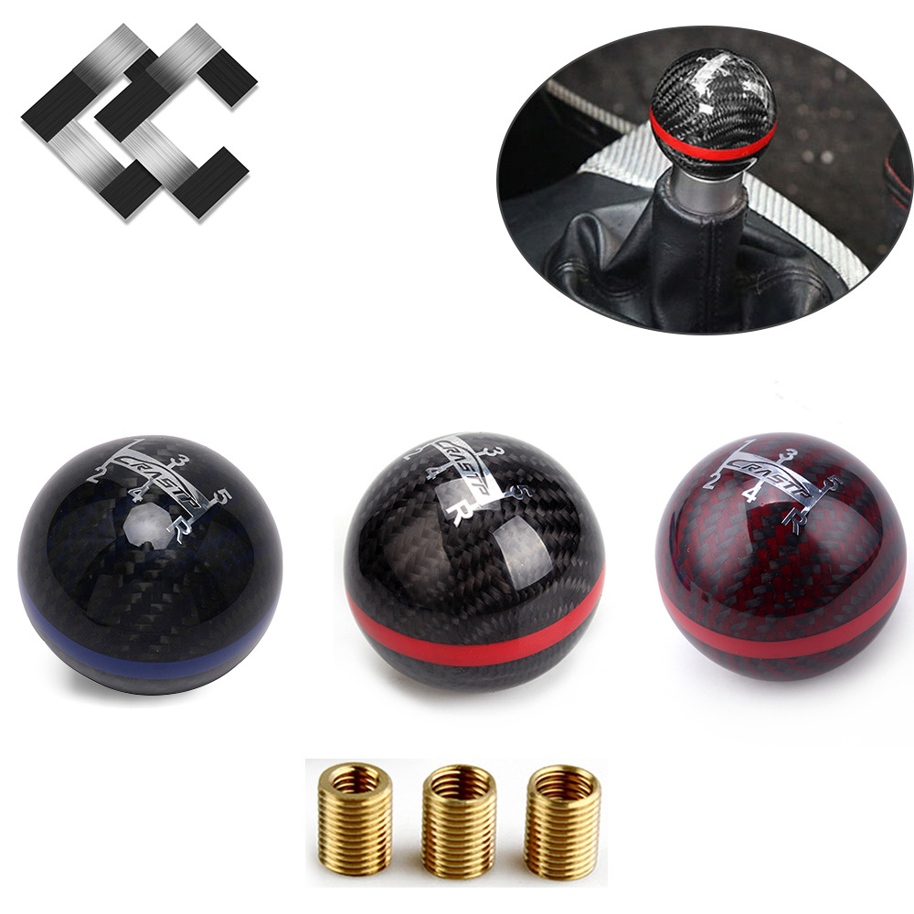 JDM Real Carbon Fiber Gear Shift Knob Manual 5 Speed Universal Ball Shape Racing Sports Car Shift Knob