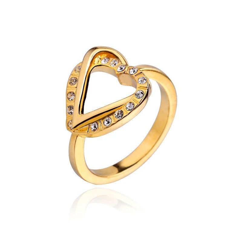 Fashion heart shaped gold finger ring without stone