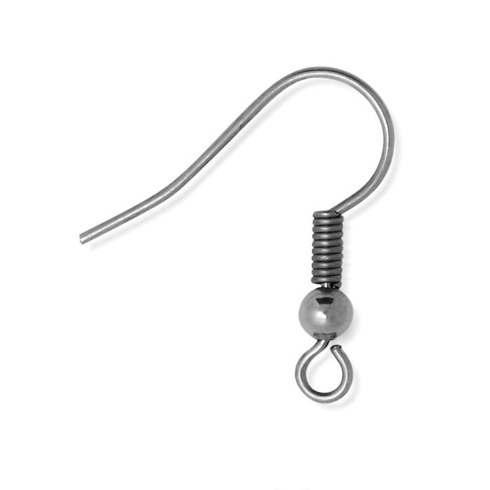 Silver Stainless Steel Ball & Coil Earring Hooks/Fish Hooks/Ear Wire for DIY Jewelry Making