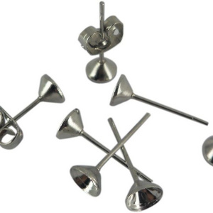 Stainless Steel Pierce Earrings Pin Cup Pit Stud Jewelry Making Supply Back Post