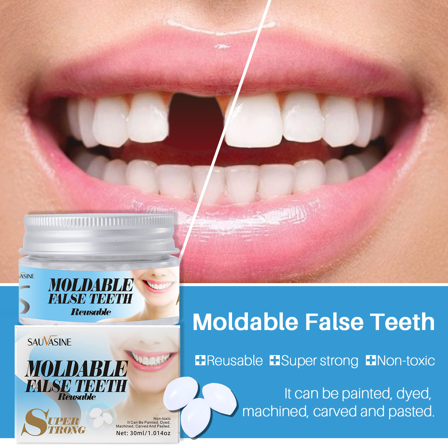 Dental Restoration Reusable Moldable Temporary False Teeth Solide Glue 30gRepair Teeth And Gaps Braces Adhesives