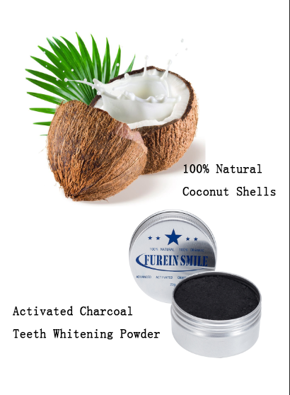 Coconut activated charcoal oral care teeth whitening powder natural