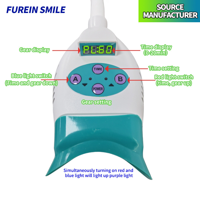 12LED Professional Teeth Whitening Lamp 40W Dental Teeth Whitening Machine Home Use 3 Colors Blue/Red/Purple Light Tooth