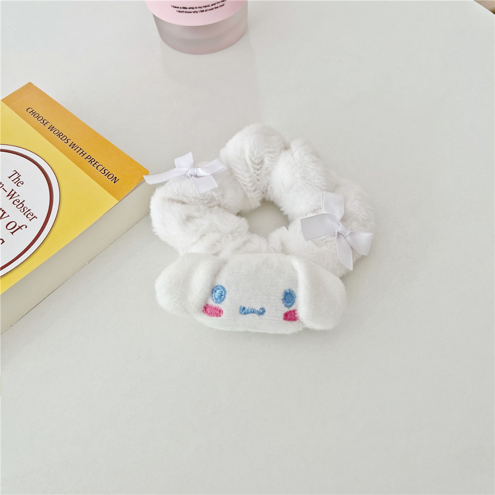 Plush Kids Hair Accessories Pink Animal Ponytail Holder Carton Elastic Scrunchies