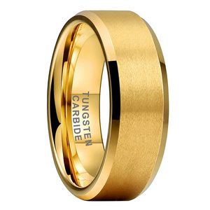 High Quality 6mm 8mm Matte Finish Fashion Engagement Wedding Band Gold Tungsten Carbide Ring for Men Women