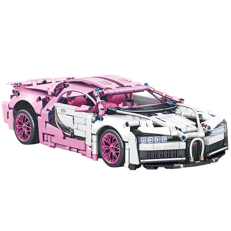 87005 New product 1:14 pink white alternating Bugatti block sports car toy technology building block 1388PCS