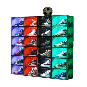 LED light-emitting shoe box aj storage dust-proof shoe cabinet side-opening magnetic thickened plastic transparent storage box