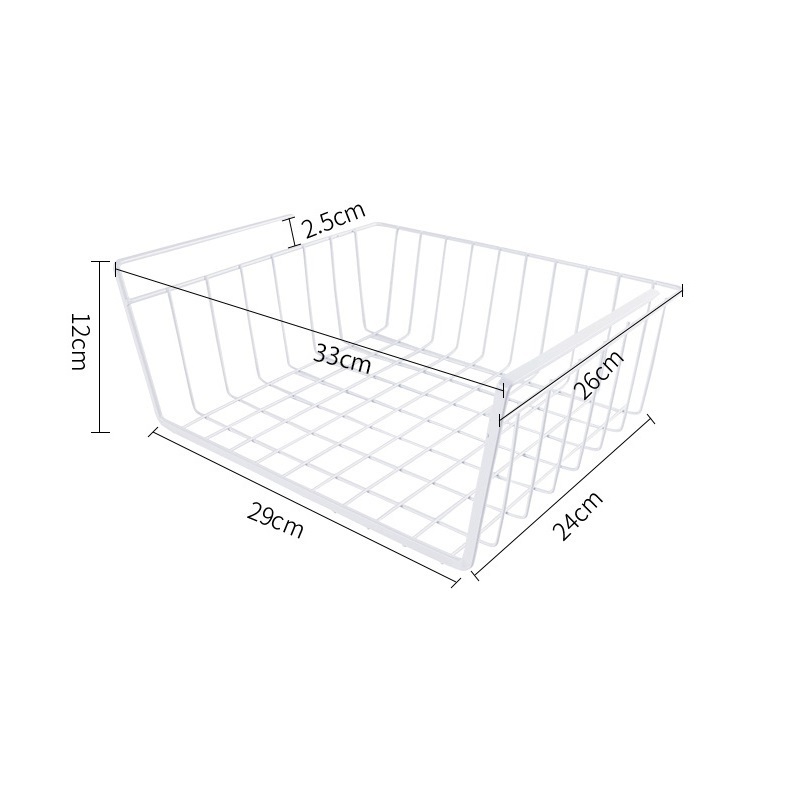 Under Shelf Hanging Storage Basket, Under Cabinet Additional Storage Slide-In Kitchen Pantry Desk Bookshelf Storage Basket-Small