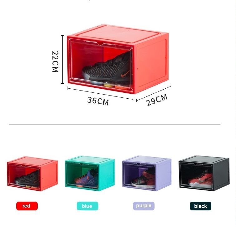 LED light-emitting shoe box aj storage dust-proof shoe cabinet side-opening magnetic thickened plastic transparent storage box