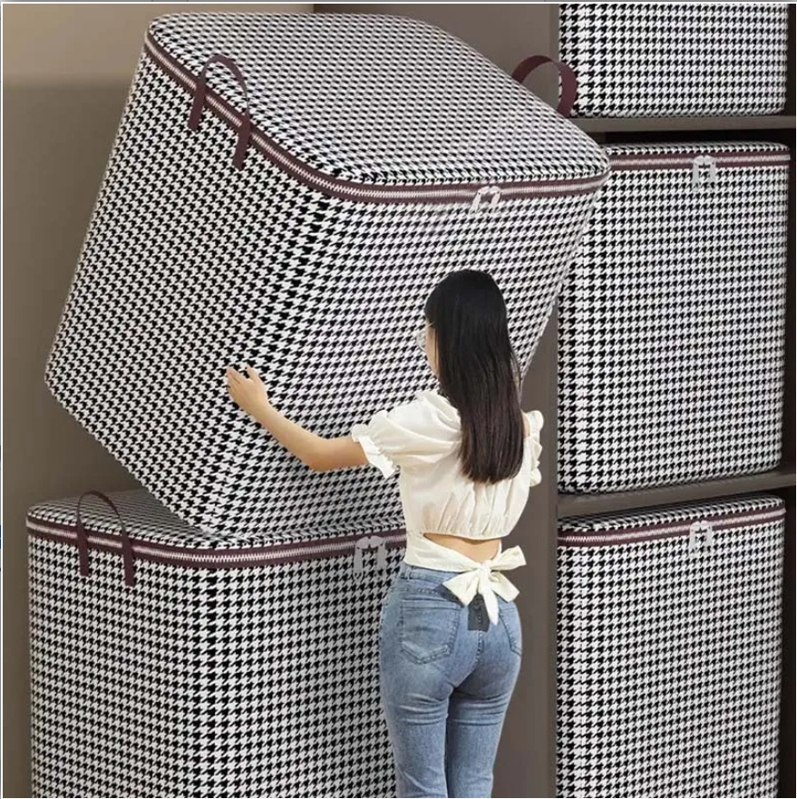 Large Capacity Pant Organize Storage with Durable Handles Thick Fabric Storage Bag Bedroom Quilt Clothes Box for Blanket