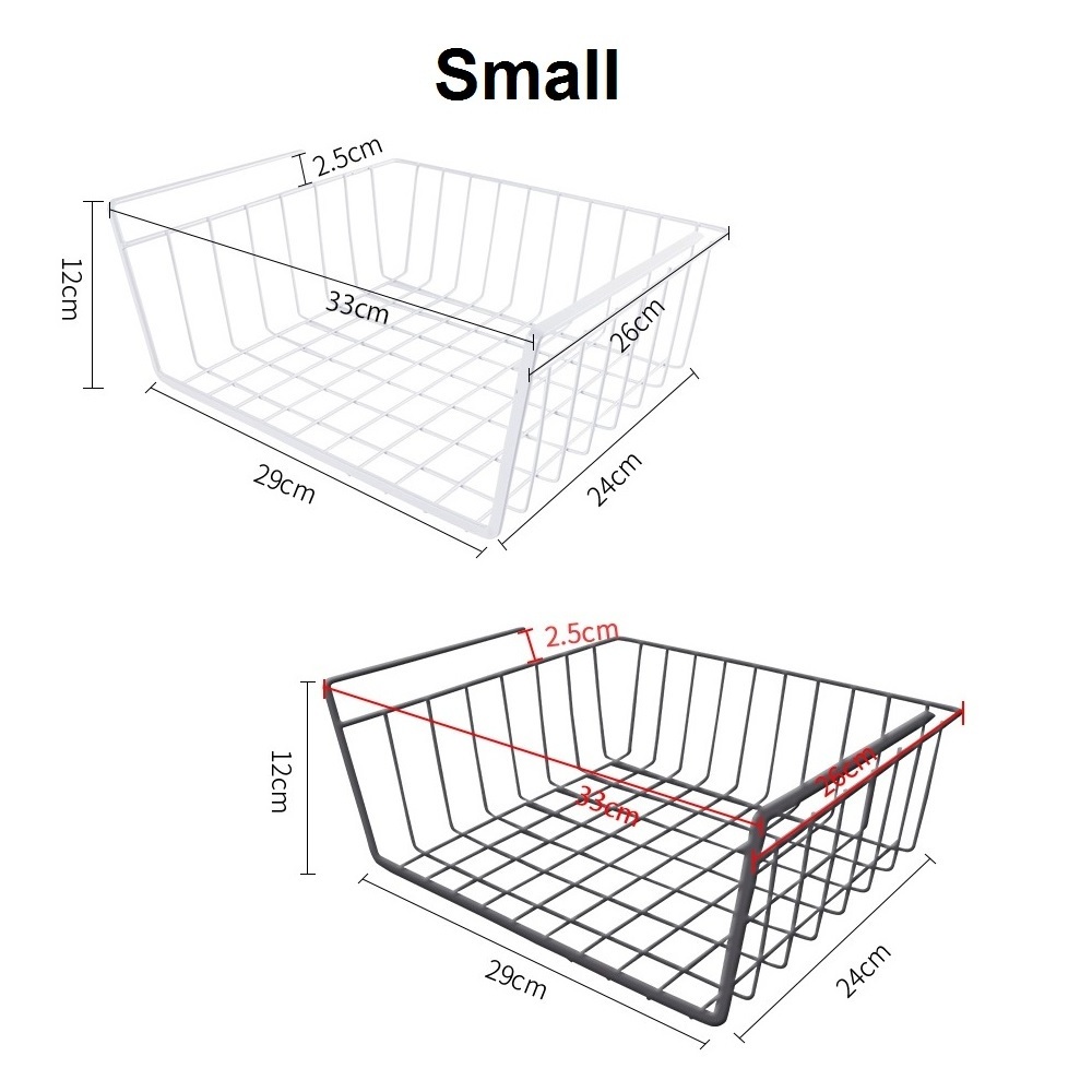 Under Shelf Hanging Storage Basket, Under Cabinet Additional Storage Slide-In Kitchen Pantry Desk Bookshelf Storage Basket-Small