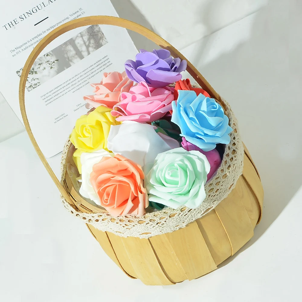 Simulated Flower 7CM Rose Head PE Foam Flower Wedding Decoration DIY Home String Light Party Cake Decoration Flower Ball Making